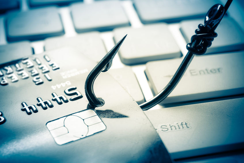 phishing attack - hook pulling credit card