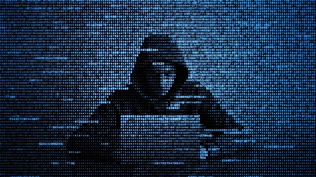 A hacker doing MITRE ATT&CK reconnaissance to gather data for a cyber attack